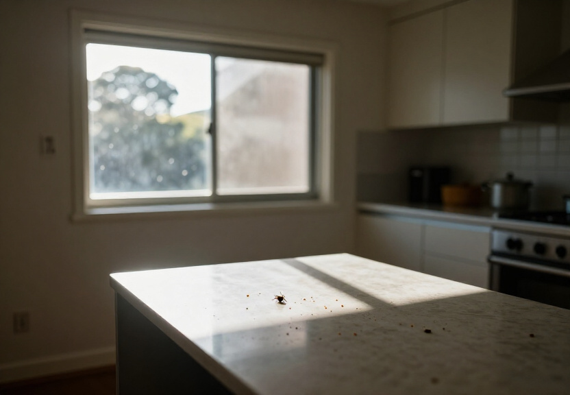 Cockroaches in a Chester Hill kitchen before treatment